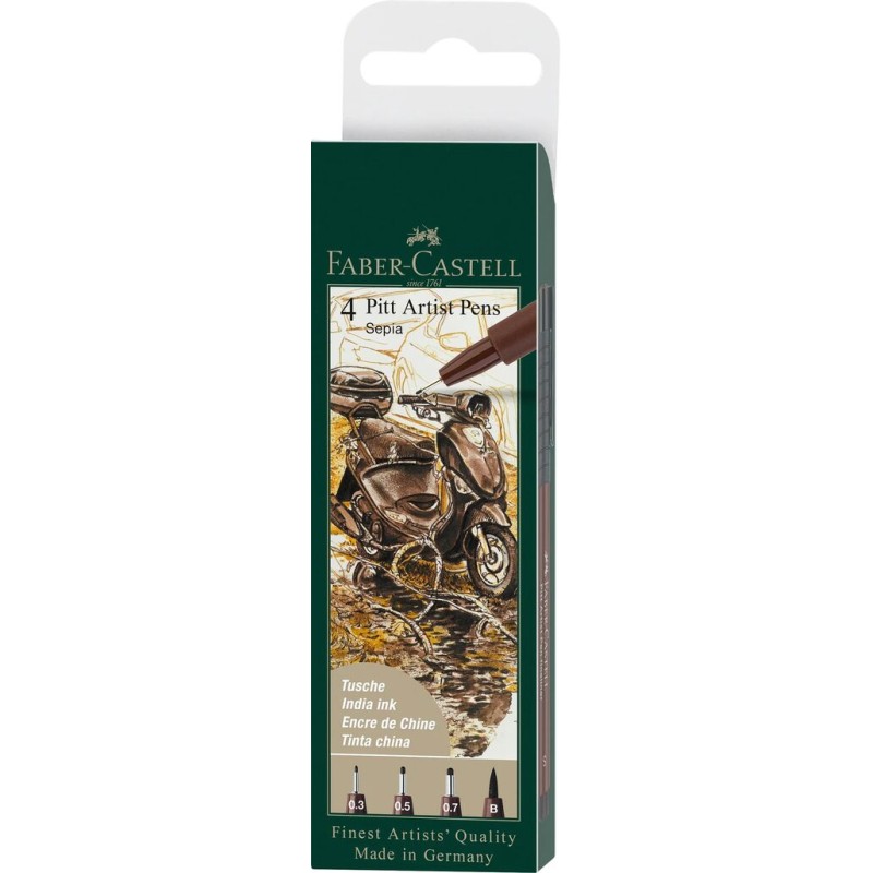 Set de 4 feutres sépia Pitt Artist Pen