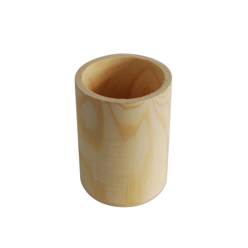Pot à crayons cylindrique en bois 90x60m
