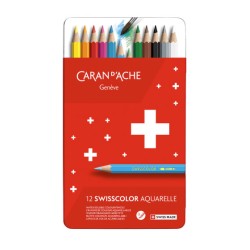 Boîte métal de crayons de couleurs aquarellables Swisscolor