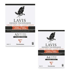 Bloc lavis technique Clairefontaine 200 g/m², 10 fls collés un côté