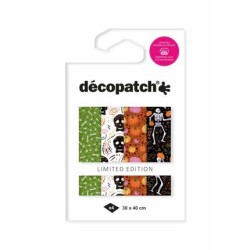 Pochette Décopatch Squelettes édition limitée, 4 feuilles 30x40 cm assorties