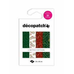 Pochette Décopatch Noël vintage , 4 feuilles 30x40 cm assorties