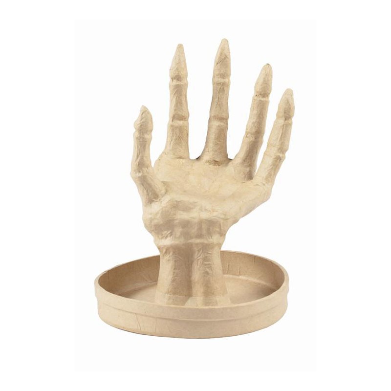 Plateau main gauche squelette en papier maché