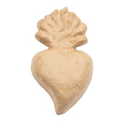 Ex-voto coeur avec flamme en papier maché - 25 cm