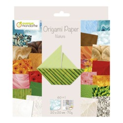 Papier Origami Nature 20x20 cm, pochette de 60 fls 70 g/m²