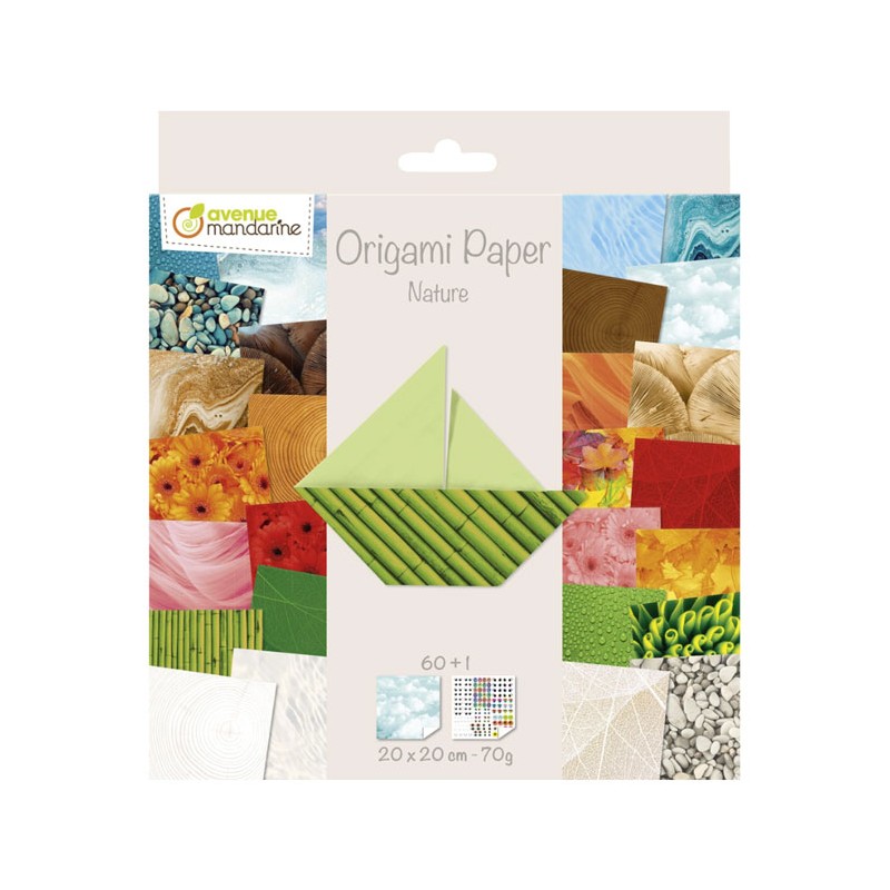 Papier Origami Nature 20x20 cm, pochette de 60 fls 70 g/m²