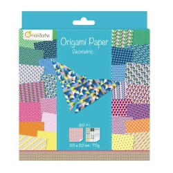 Papier Origami Geometric 20x20 cm , pochette de 60 fls 70 g/m²