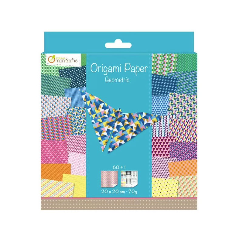 Papier Origami Geometric 20x20 cm , pochette de 60 fls 70 g/m²