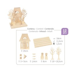 Set décor en bois paysage et silhouettes Halloween 18x11,5x1,5 cm