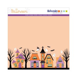 Set 10 feuilles imprimées recto Halloween 30,5x30,5 cm, 150gr/m²