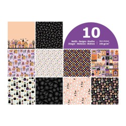 Set 10 feuilles imprimées recto Halloween 30,5x30,5 cm, 150gr/m²