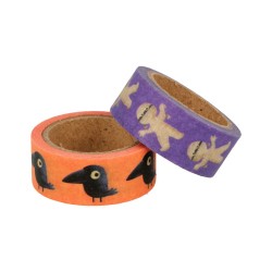 Masking tape 15mm x5m 2 rouleaux - Halloween Corbeau et momie