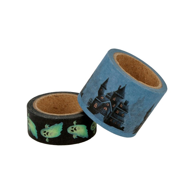 Masking tape 30 et15 mm x5 m x2pcs - Halloween Château et fantôme