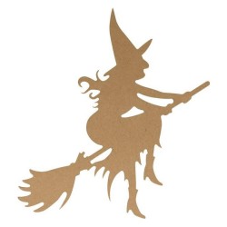 Silhouette MDF à peindre - Halloween sorcière 15cm