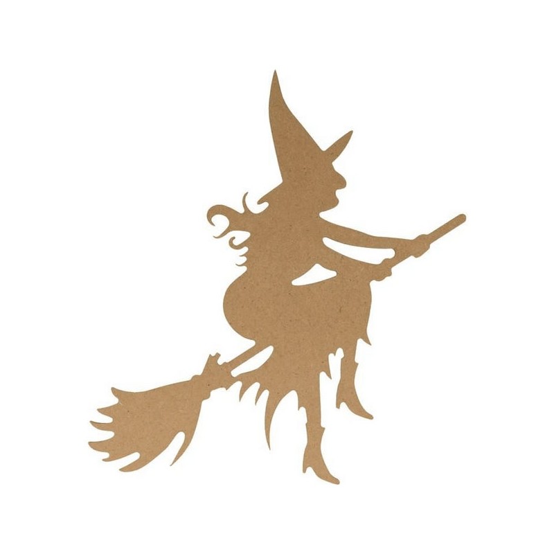 Silhouette MDF à peindre - Halloween sorcière 15cm