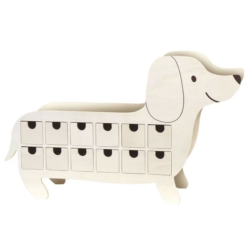 Calendrier de l'Avent en bois Teckel - Woofy Christmas 