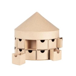 Calendrier de l'Avent carrousel en carton kraft ø25cm x h.27cm