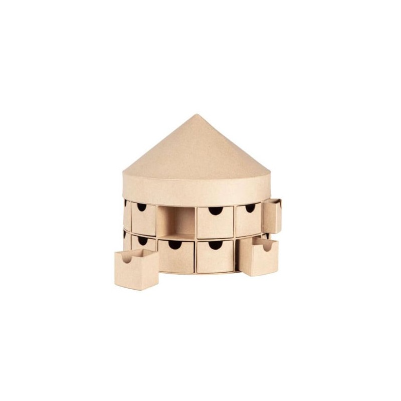 Calendrier de l'Avent carrousel en carton kraft ø25cm x h.27cm