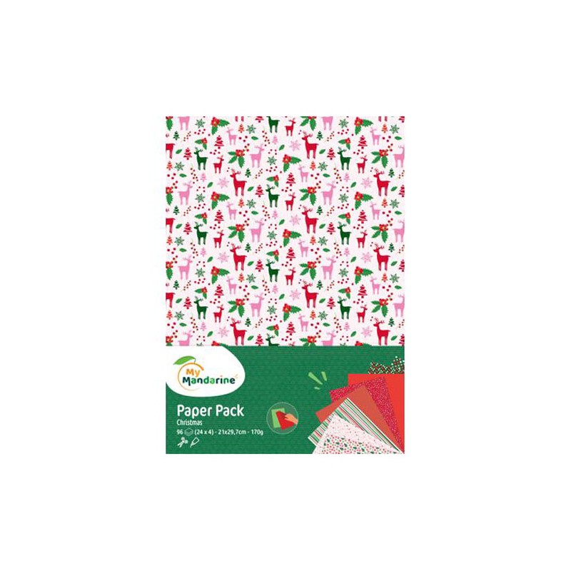 Papier motifs assortis A4 170gr x96 feuilles - Noël