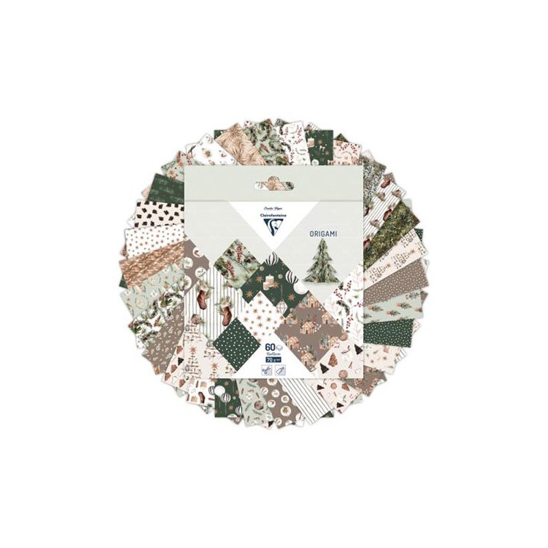 Pochette Origami 60 fls 15x15cm 70gr - Noël cosy
