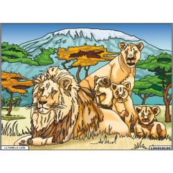 Tableau velours à colorier Famille Lion