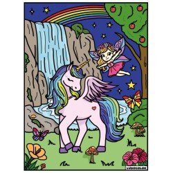 Tableau velours à colorier La Licorne Cascade