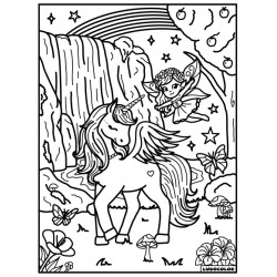 Tableau velours à colorier La Licorne Cascade