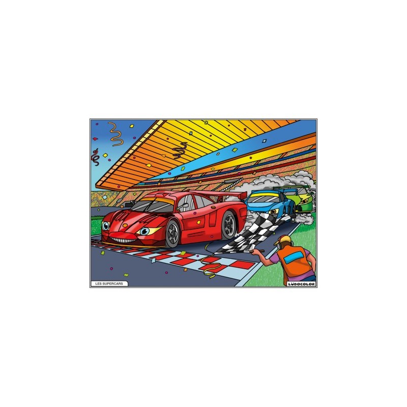 Tableau velours à colorier Supercars