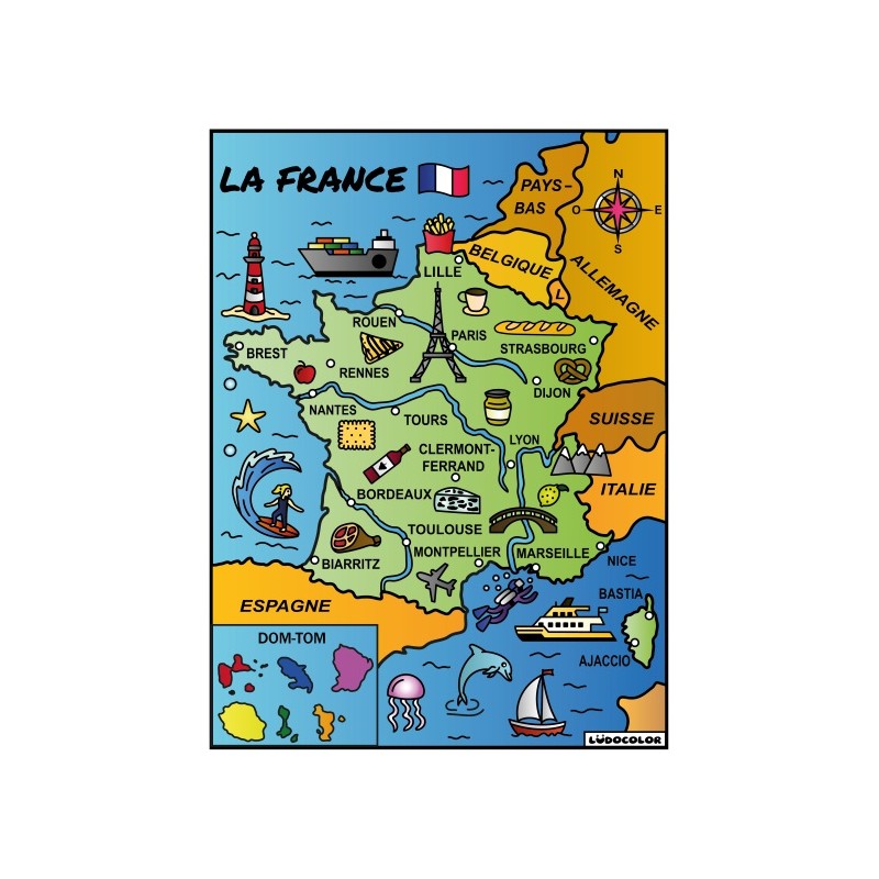 Tableau velours à colorier La Carte de France