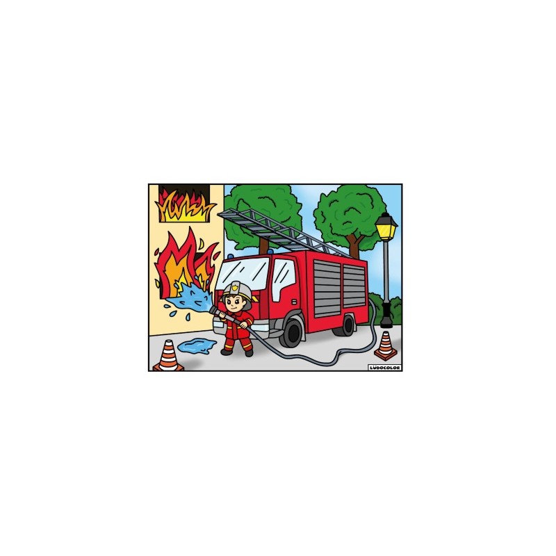 Tableau velours à colorier Le Pompier