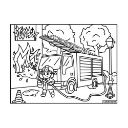 Tableau velours à colorier Le Pompier