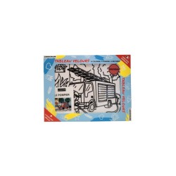 Tableau velours à colorier Le Pompier