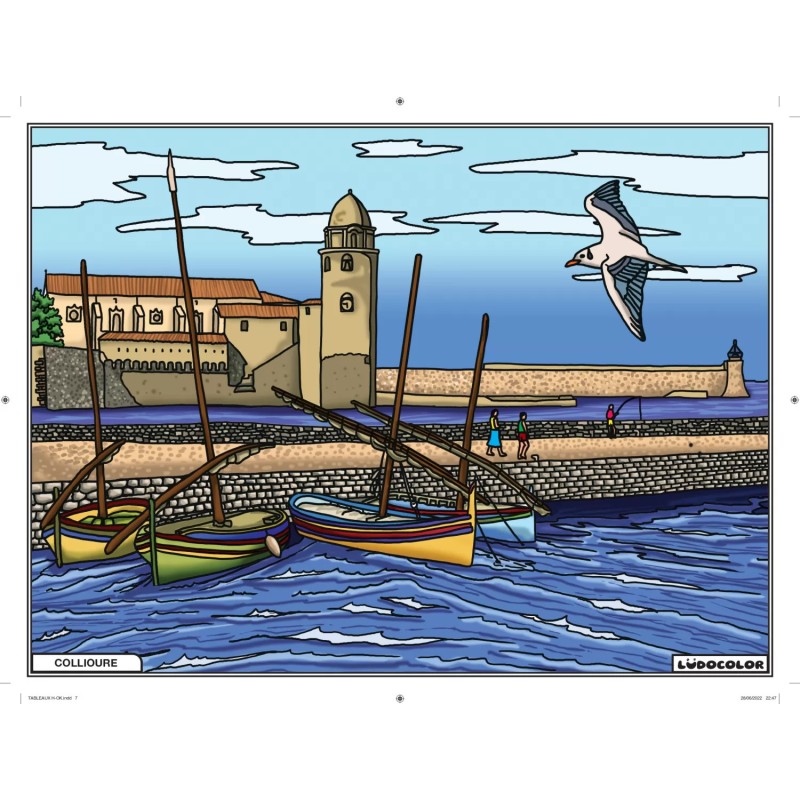 Tableau velours à colorier Collioure