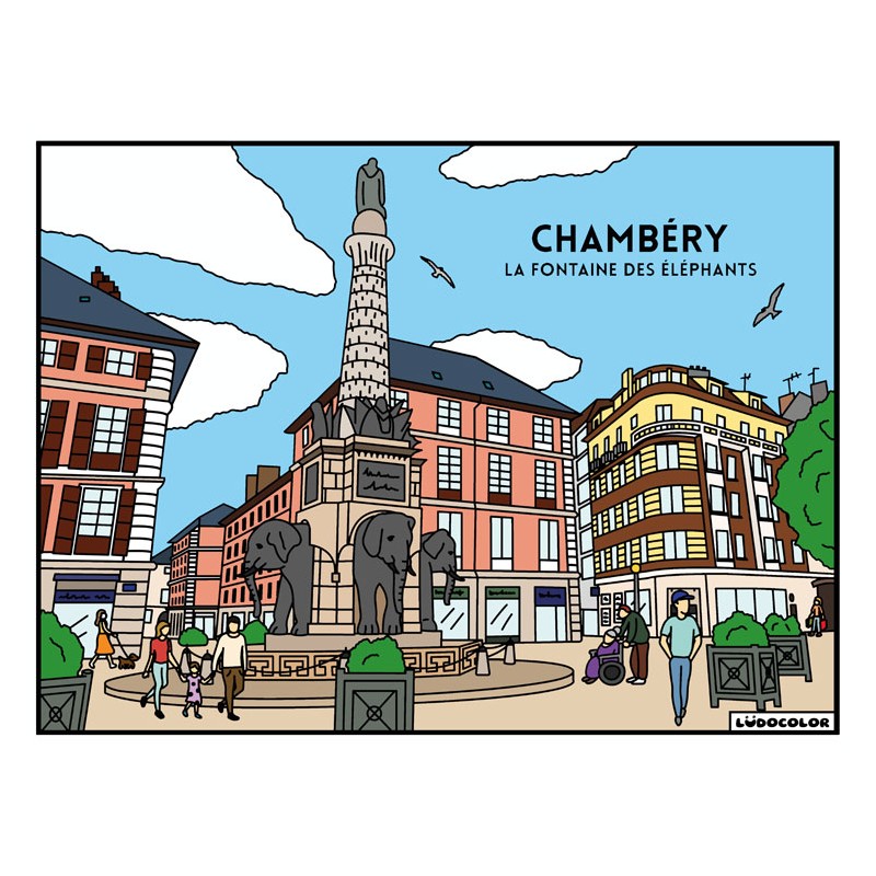 Tableau velours à colorier Chambéry - Les Eléphants