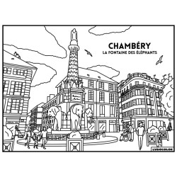 Tableau velours à colorier Chambéry - Les Eléphants
