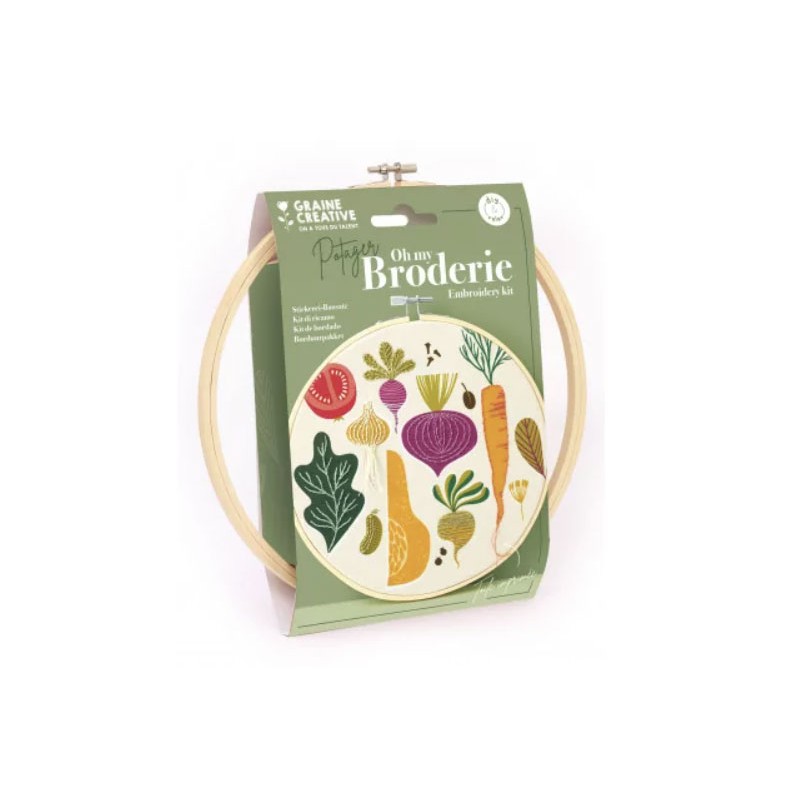 Kit DIY Broderie partielle - Potager ø20cm