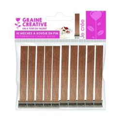 Mèches à bougie en pin 20x130mm avec socle en métal x 10pcs