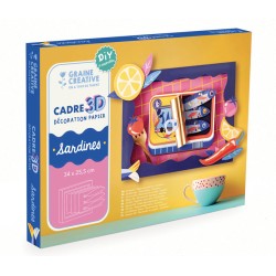 Cadre 3D décoration papier à assembler - Sardines 34x25,5cm
