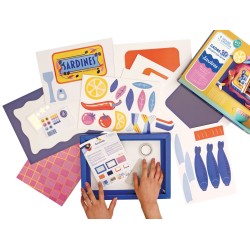 Cadre 3D décoration papier à assembler - Sardines 34x25,5cm