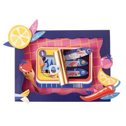 Cadre 3D décoration papier à assembler - Sardines 34x25,5cm