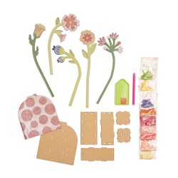 Kit créatif Diamond painting - Vase et fleurs à strasser Rouge