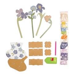 Kit créatif Diamond painting - Vase et fleurs à strasser Bleu