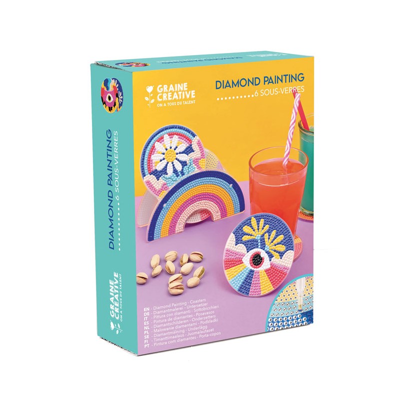 Kit créatif Diamond painting - Sous-verres Pop x6pcs