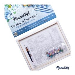 Peinture par numéros Papillons et Fleurs bleues sur châssis 40x50 cm