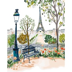 Peinture par numéros Aquarelle Jardin de Paris sur châssis 40x50 cm