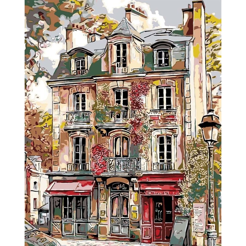 Peinture par numéros Façades vintages de Paris sur châssis 40x50 cm