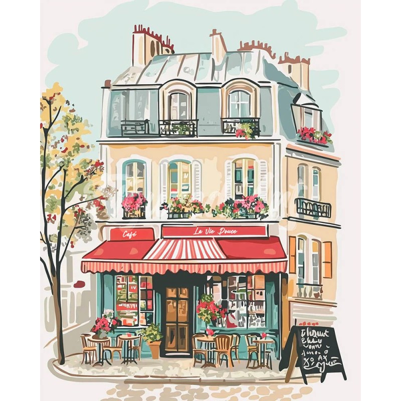 Peinture par numéros Café de la vie douce sur châssis 40x50 cm