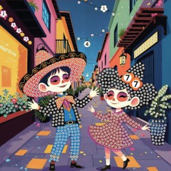 Cartes à strasser x3pcs - Dia de los muertos