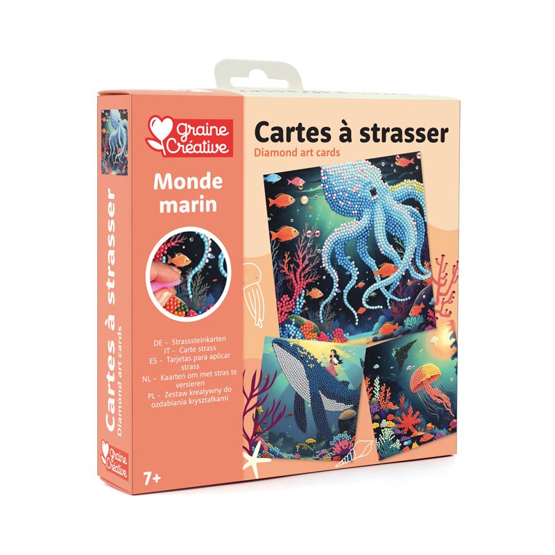 Cartes à strasser x3pcs - Monde marin
