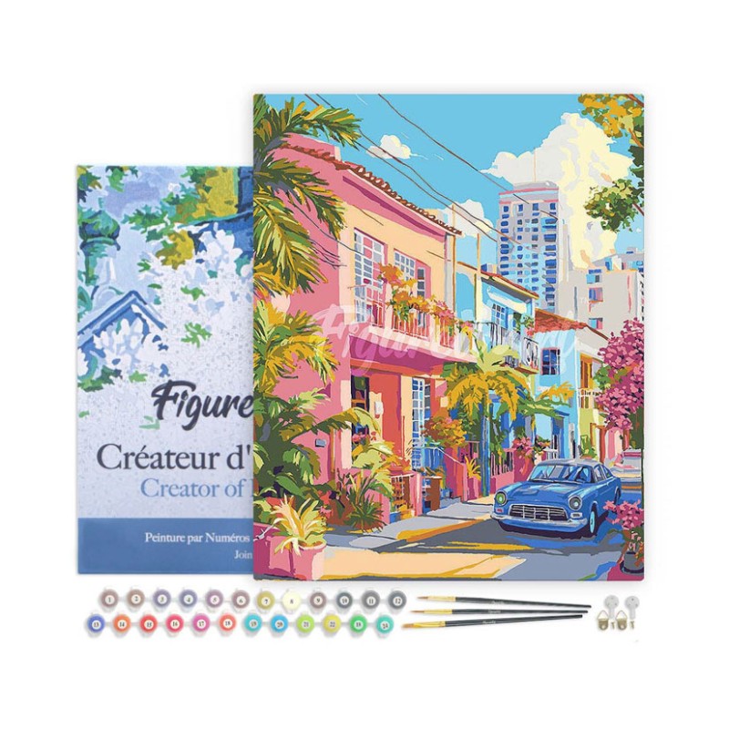 Peinture par numéros Rue Colorée sur châssis 40x50cm